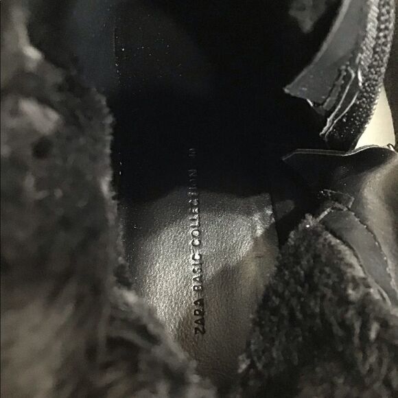 ZARA Black Faux Suede Fur Lined Low Heel Over The Knee Boot Size 40 - Picture 6 of 14